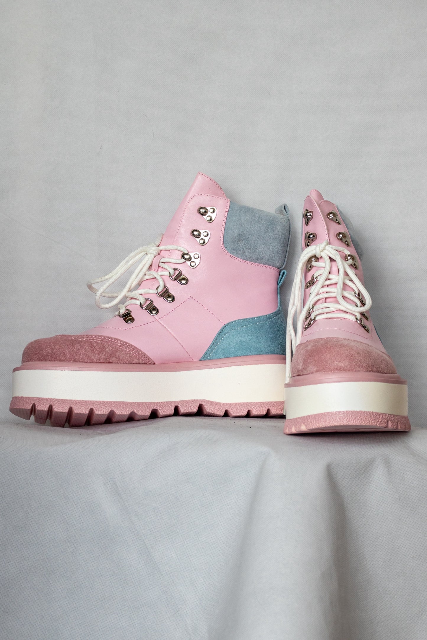 Pink platform boots