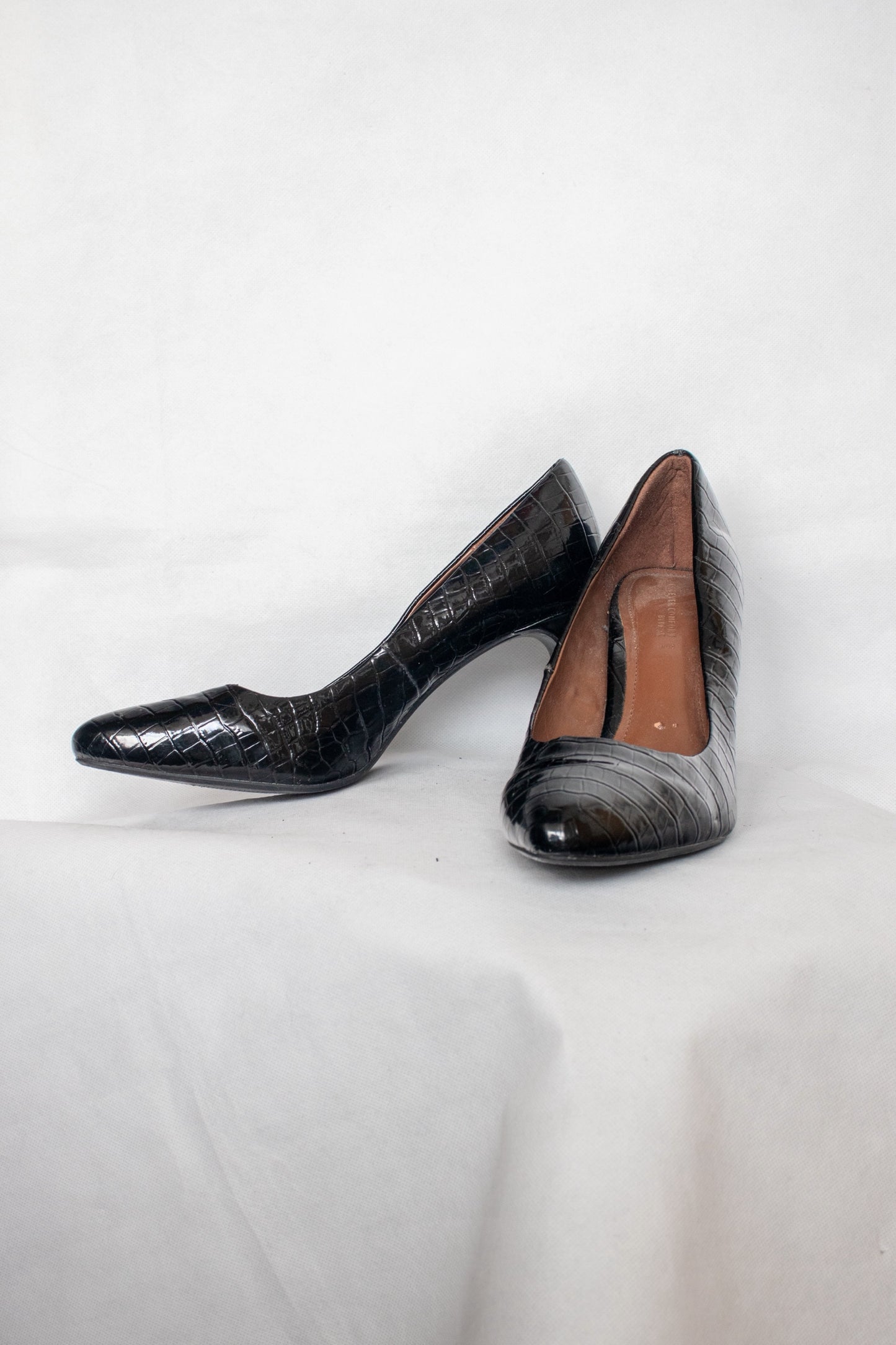 Black snake skin effect heels