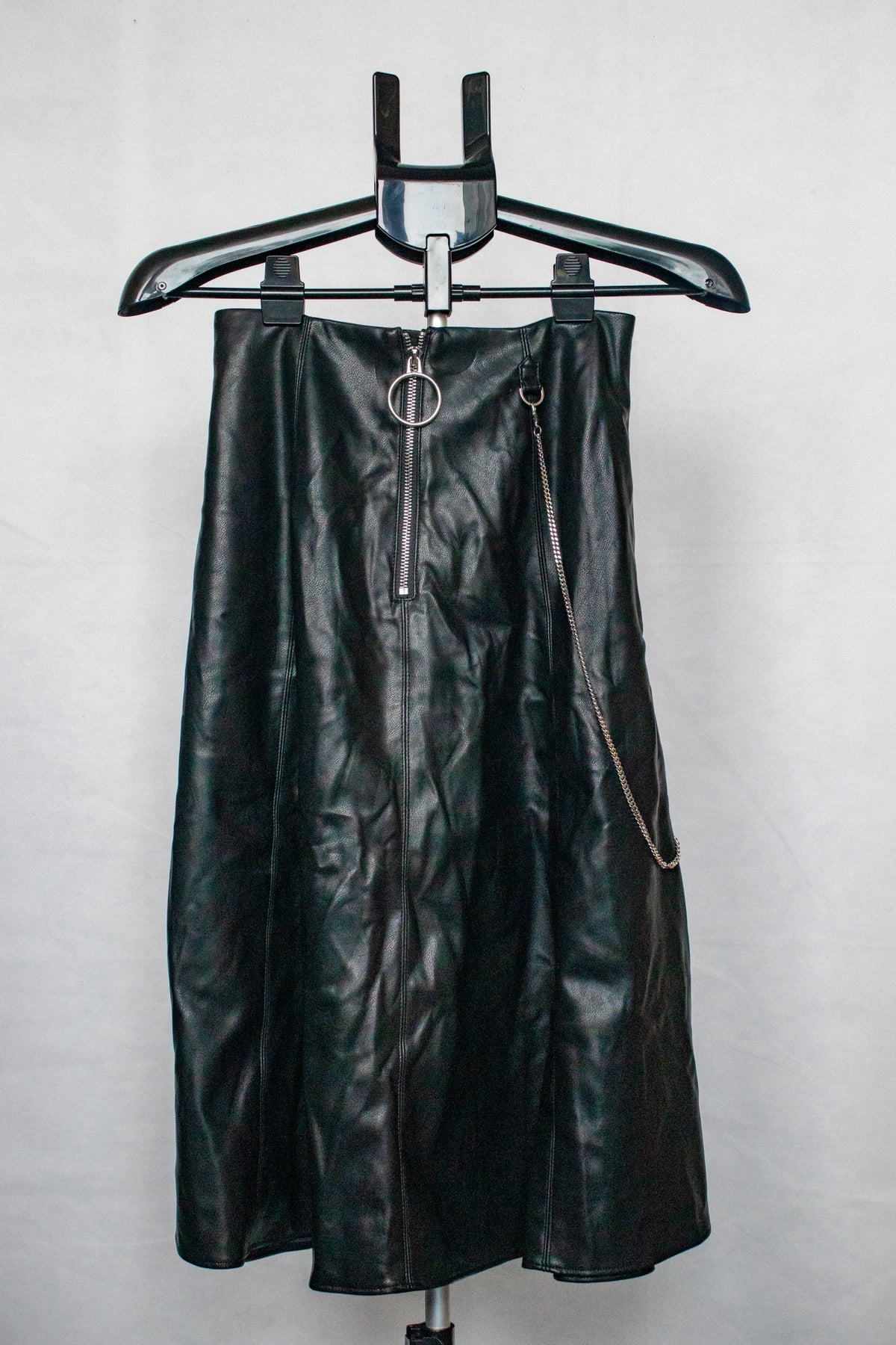 Faux leather midi skater skirt