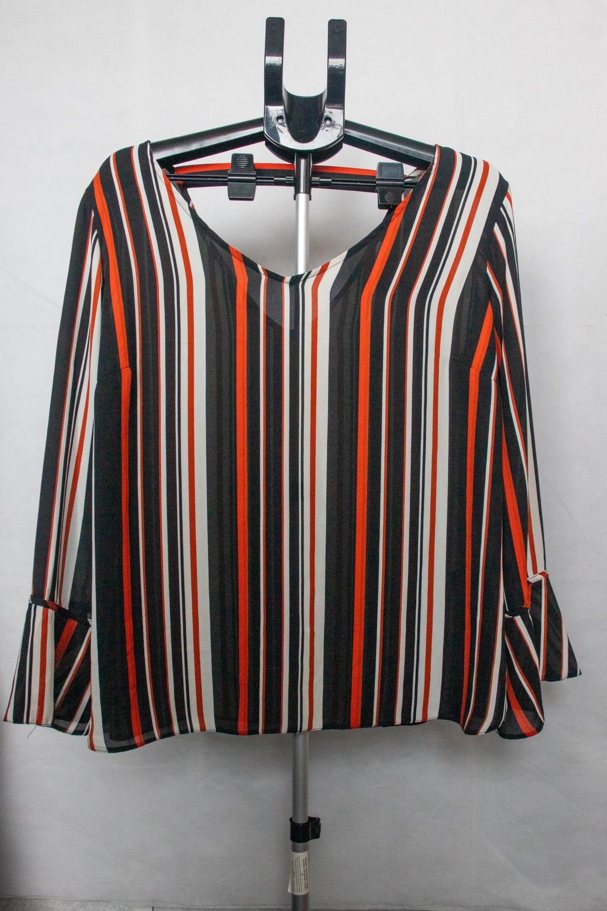 Black and orange striped blouse