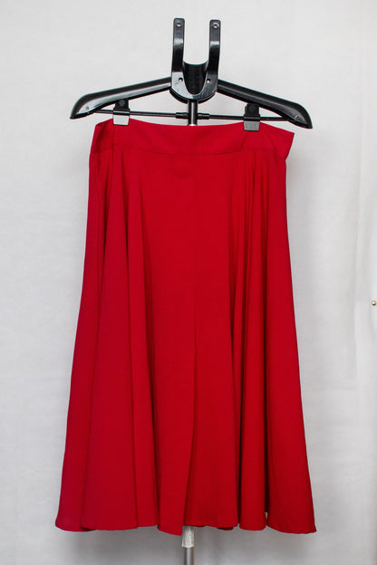 Red floaty midi skirt with buttons