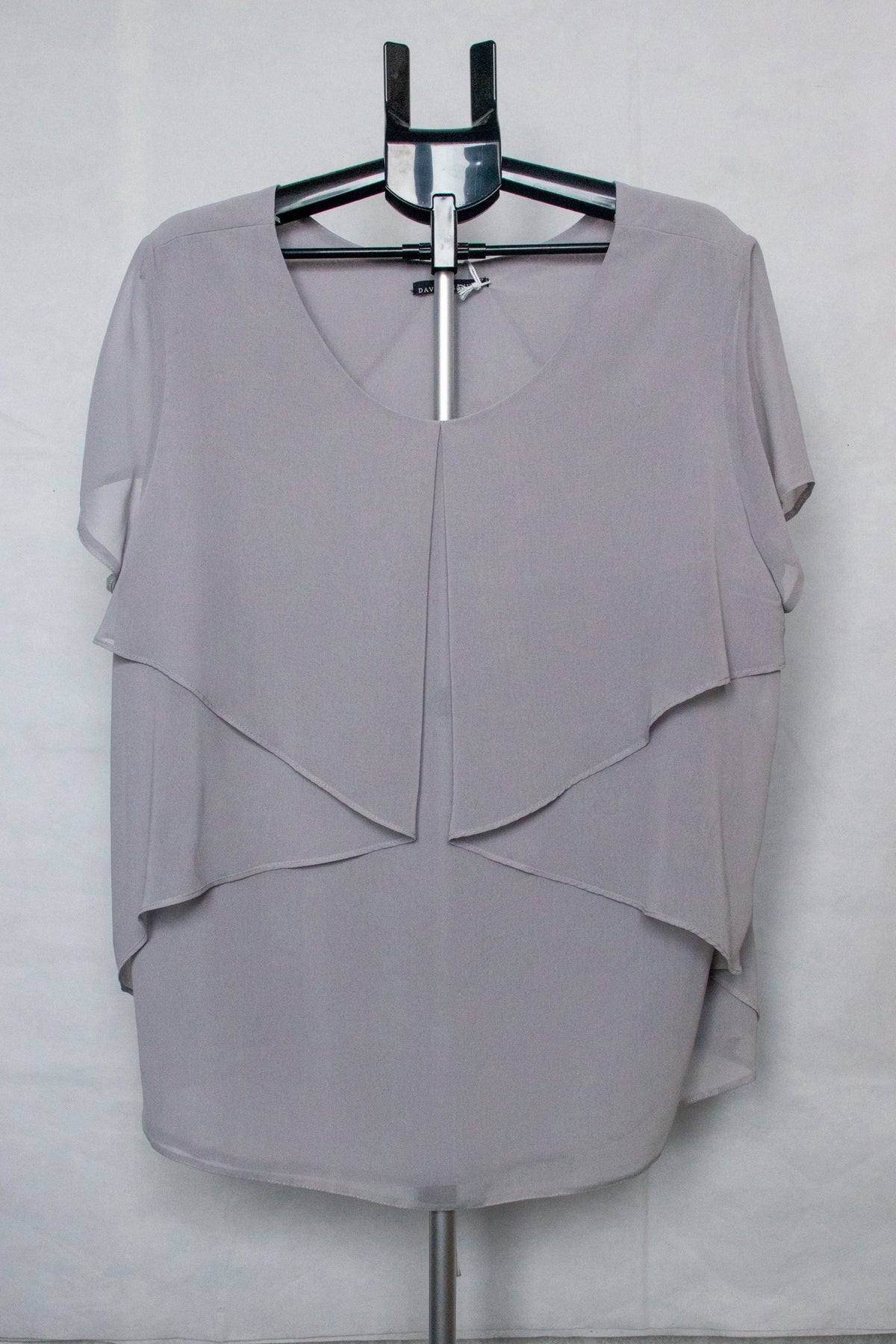 Grey drapery sheer blouse
