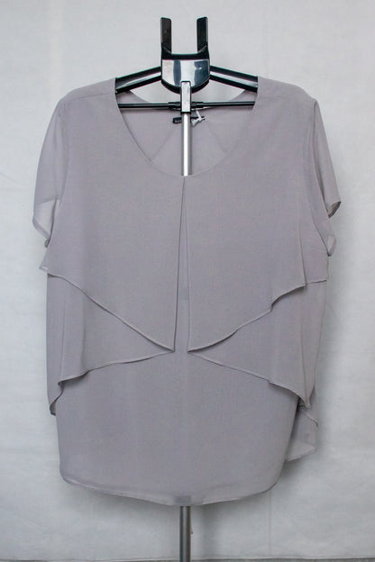 Grey drapery sheer blouse