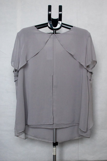 Grey drapery sheer blouse