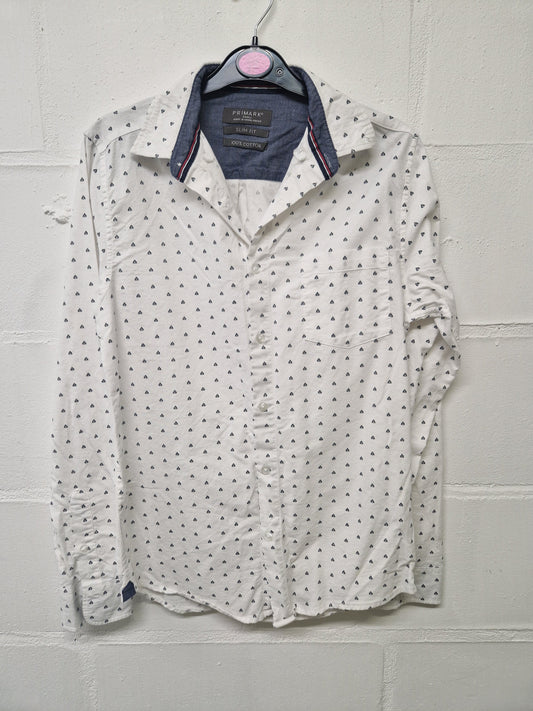 White shirt with black triangular pattern