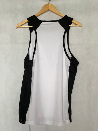 white and black sports vest