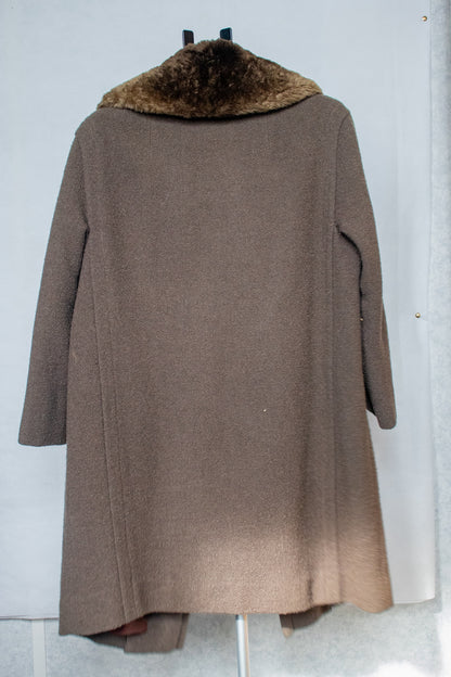 Greenish brown coat with fur