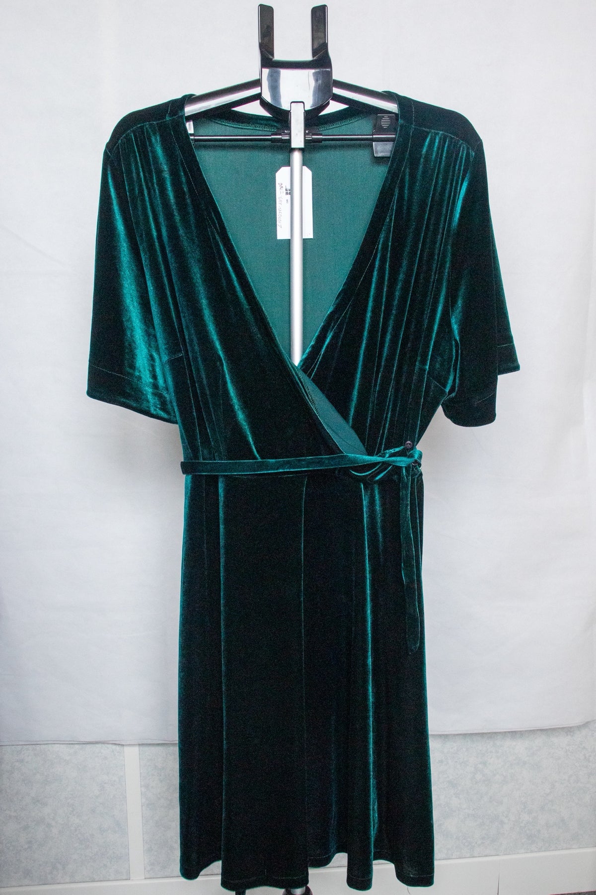 Green velvet wrap dress