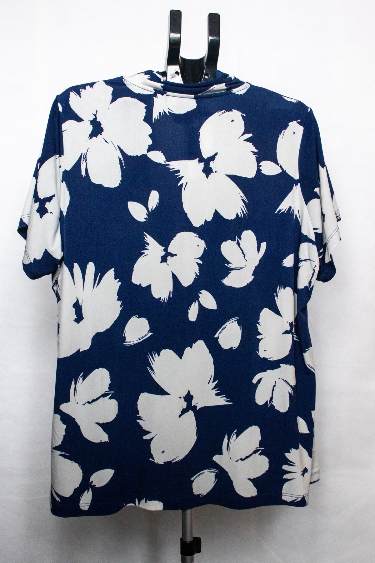 Blue floral wrap blouse