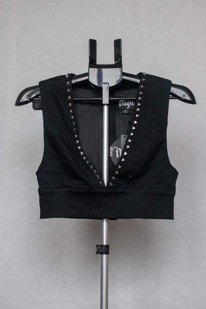 Black studded vest