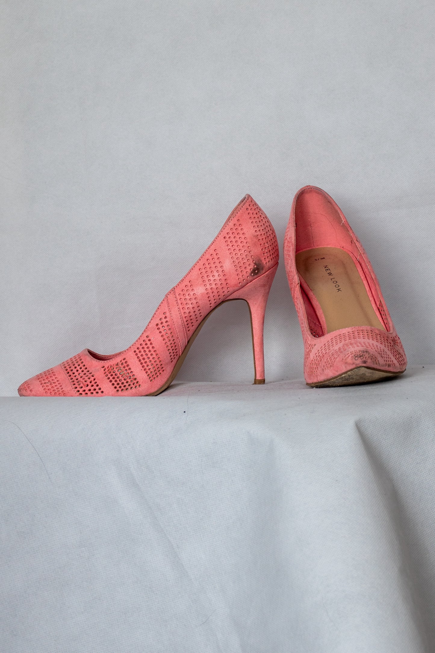 Pink mesh heels