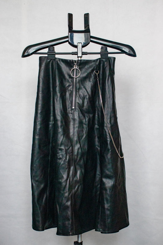 Faux leather midi skater skirt