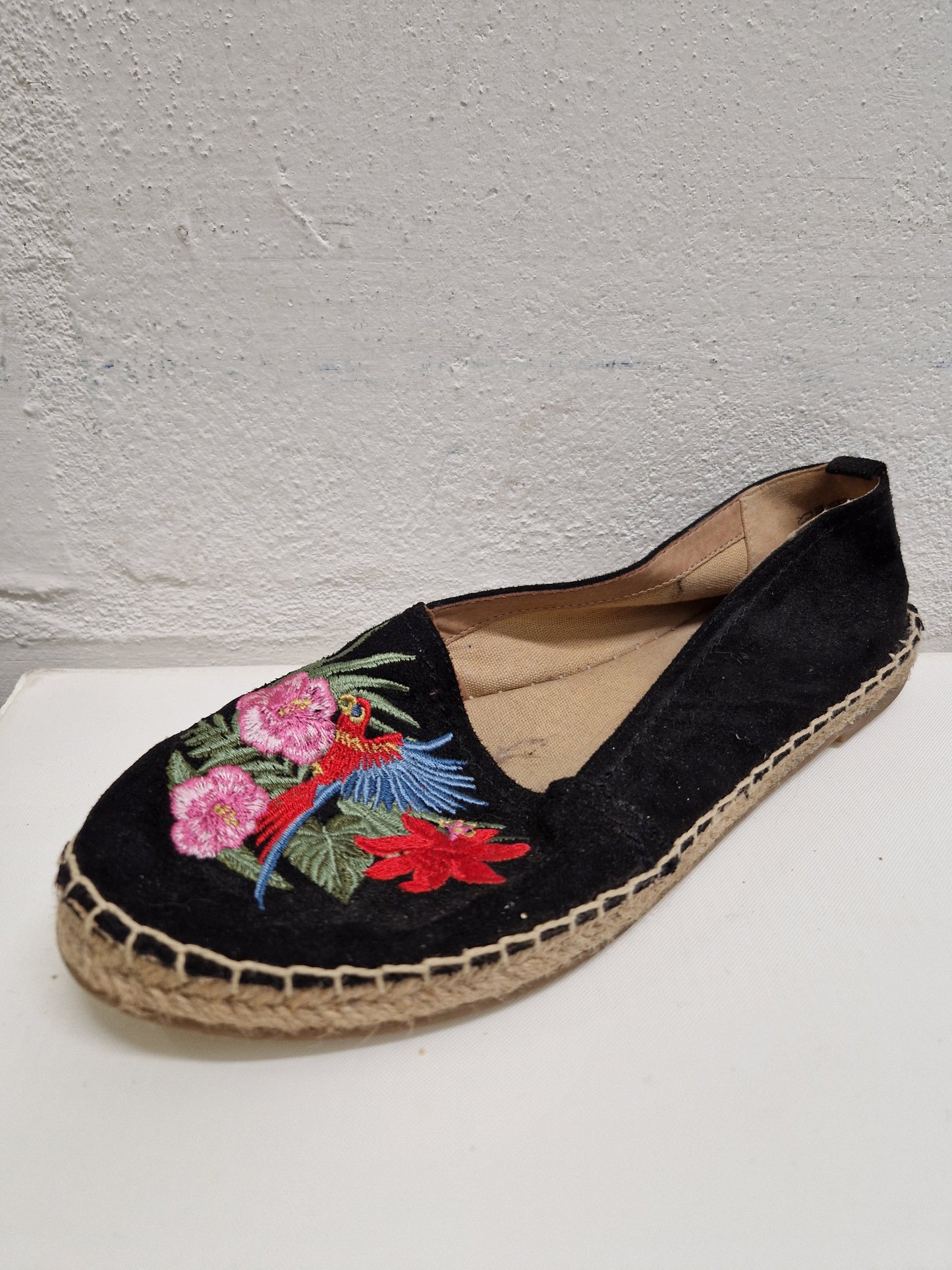 black embroidered espadrilles 